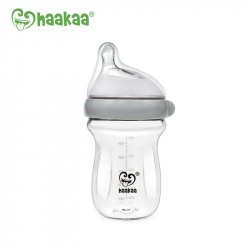 Haakaa Glass Baby Bottle 160ml - Grey