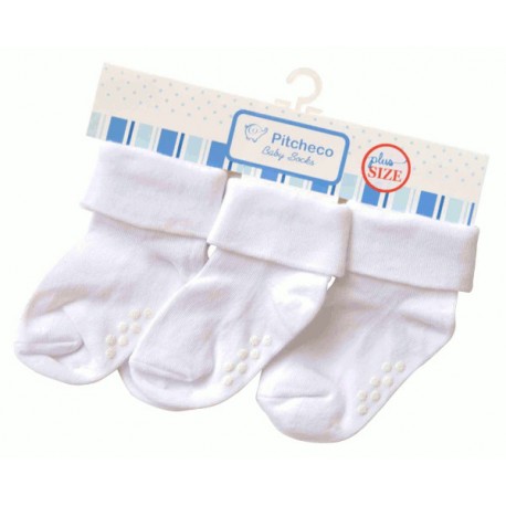 Pitcheco 3 in 1 folded white socks w/ rubber - plus size