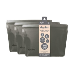 Zippies Ssteel Grey Reusable Storage Bags - Large