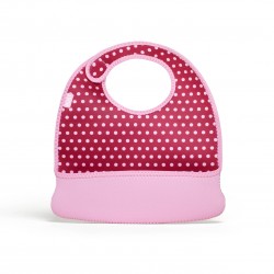 BUILT NY Baby Mess Mate Toddler Bib (2-pc set) - Baby Pink Mini Dots