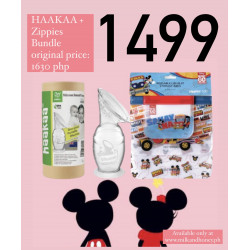 Haakaa Gen 2 100 ml and the Zippies Mickey Jeepney Series 4pc Reusable Storage Bag Set